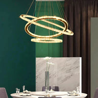 Lustre Moderne en Cristal avec Éclairage LED Intérieur Suspendu