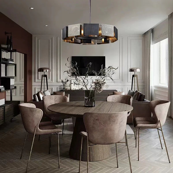 Lustre suspendu LED postmoderne en métal noir - Style industriel
