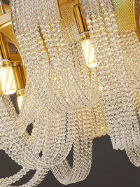 Lustre Nordique Moderne en Cristal avec LED et Glands Lumineux