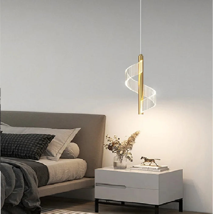 Lustre LED design nordique en acrylique à torsion unique