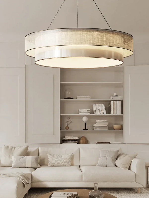 Lustre Circulaire Chinois Zen avec Tissu Luminaire Ingénierie