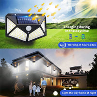 Applique solaire extérieure étanche avec capteur de mouvement et 100 LED.