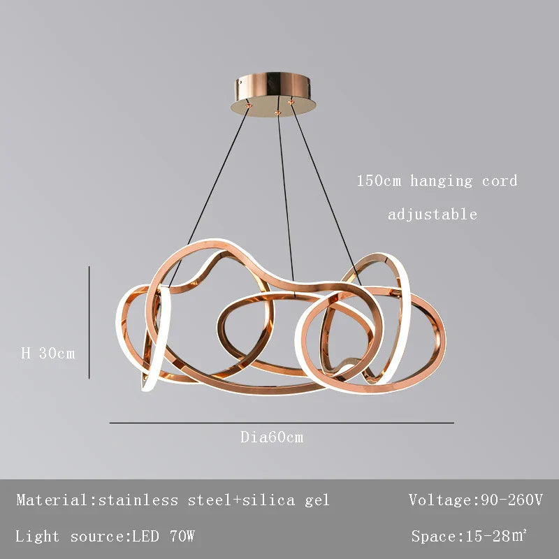 Lustre Moderne 2024 avec Lampes LED Suspendues en Silicone - Éclairage de Luxe