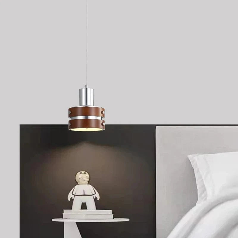 Luminaire Suspension LED en Bois Chromé et Métal