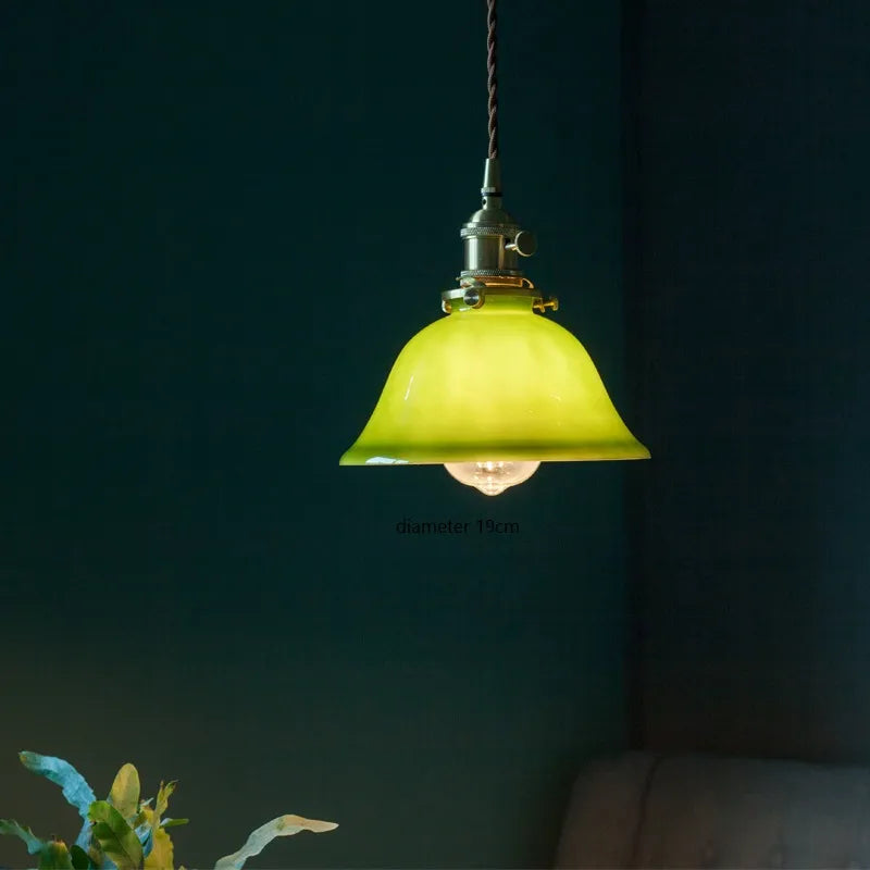 Lampe Suspension Verre et Cuivre LED Edison Vintage