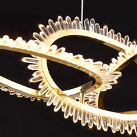 Lustre de luxe en cristal avec anneaux LED modernes - Élégance Brillante