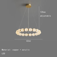 Luminaire de suspension LED en laiton avec fil réglable et abat-jour rond