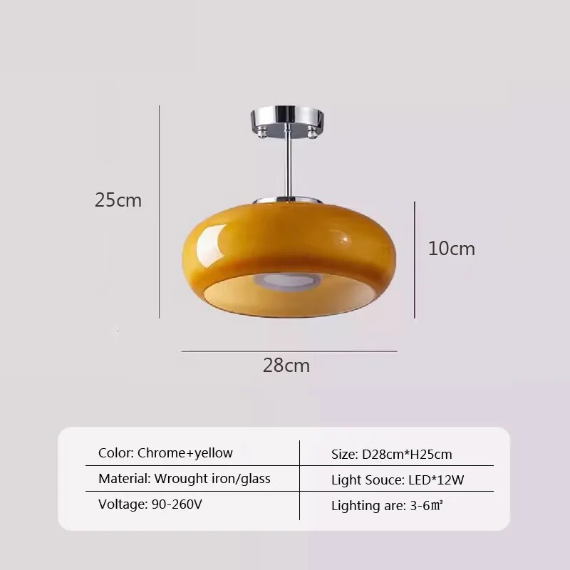 Lustre Antique en Verre et Laiton Orange Medieval
