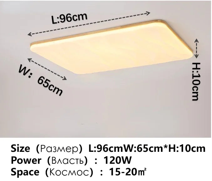Plafonnier LED Carré Moderne en Bois pour Intérieur - Style Épuré