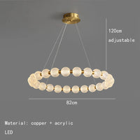 Luminaire de suspension LED en laiton avec fil réglable et abat-jour rond