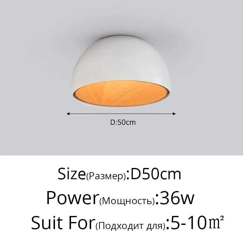 Lustre moderne en bois LED avec grain de bois, pour balcon et couloir - Blanc ou noir