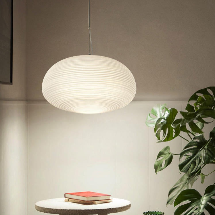 Suspension LED en verre blanc Caligari