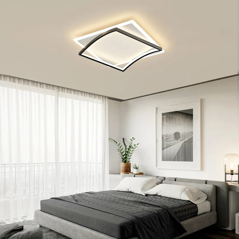 Lustre LED Carré Moderne pour Chambre Salon Étude Foyer Maison