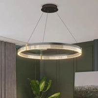 Lustre LED anneau en acrylique au design contemporain avec anneau intérieur