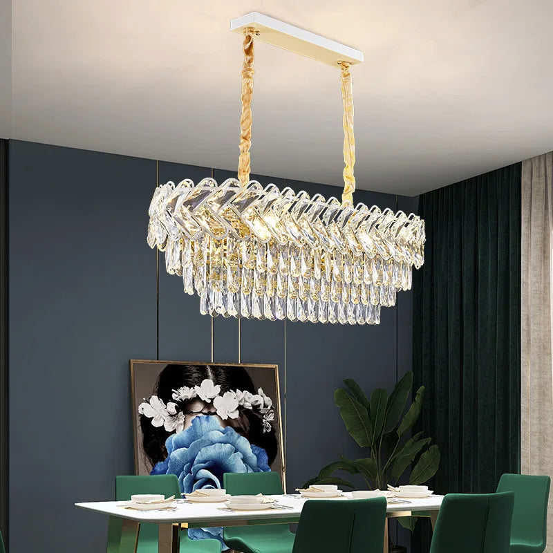 Lustre LED Moderne de Luxe en Cristal pour Salon et Salle à Manger