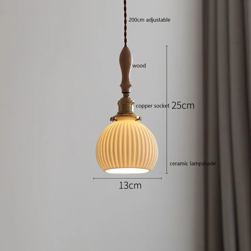 Suspension céramique fleur LED nordique moderne