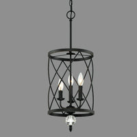 Lustre industriel rétro plafonnier Vintage en cristal noir et or - Suspension Triple