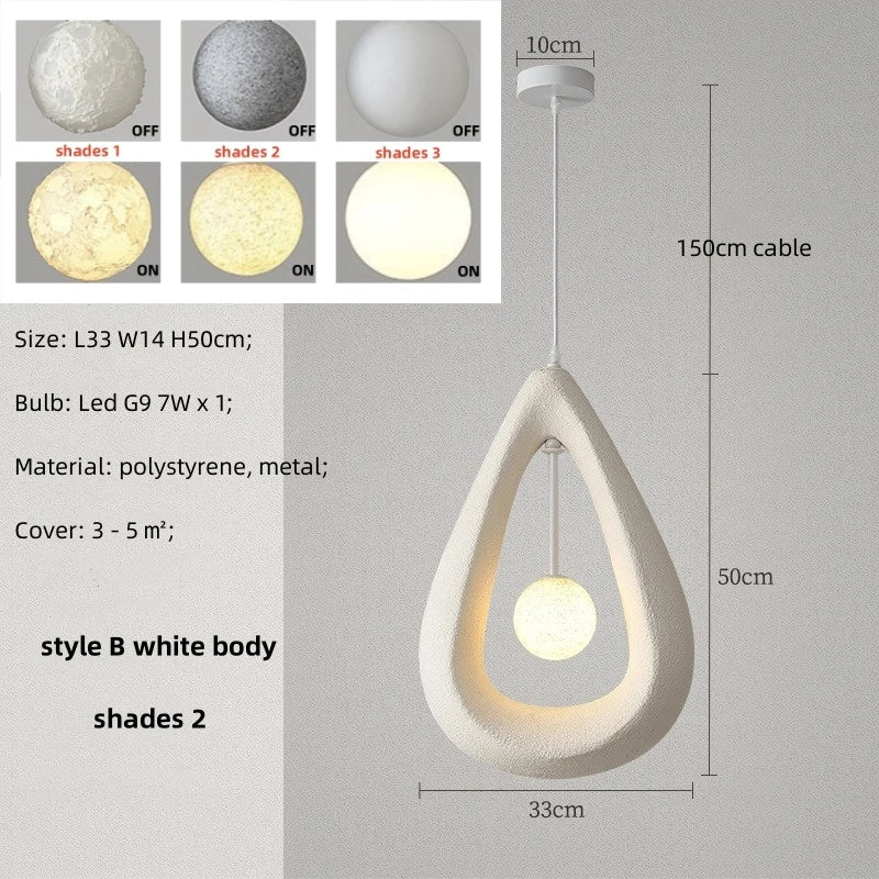 Nordic Wabi Sabi : Lampe suspension LED minimaliste pour salle à manger, salon et chambre