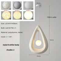 Nordic Wabi Sabi : Lampe suspension LED minimaliste pour salle à manger, salon et chambre