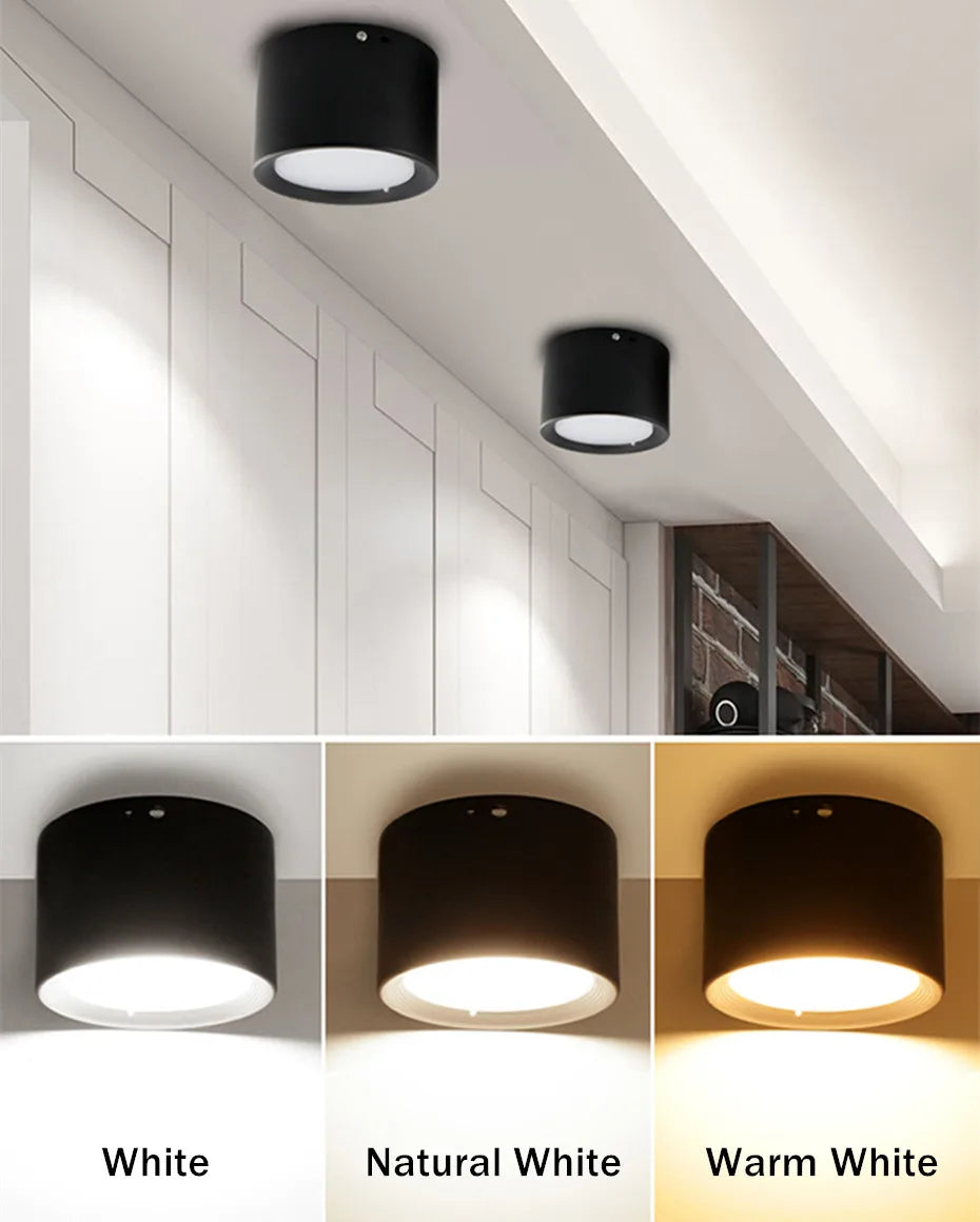 Mini LED Plafonnier Dimmable en Grain de Bois - Éclairage de Surface