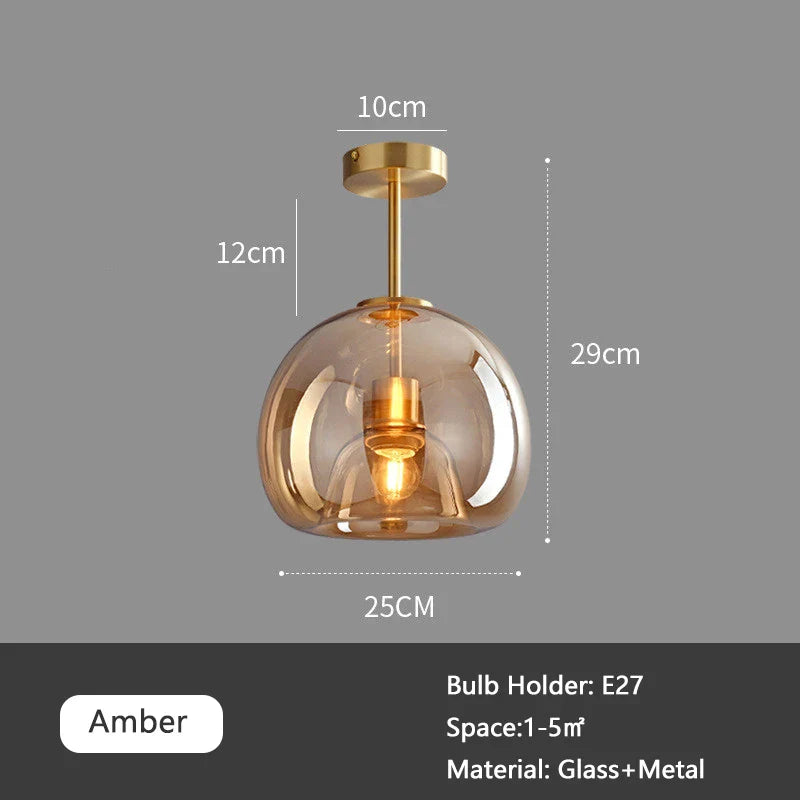 Plafonnier de Luxe en Verre Fumé Ambre Gris