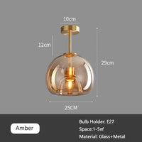 Plafonnier de Luxe en Verre Fumé Ambre Gris