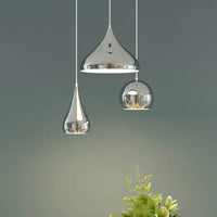 Plafonnier nordique argenté Globe boule miroir, lampe suspendue en fer