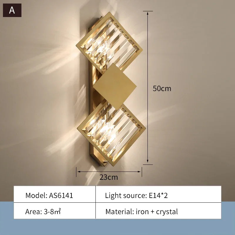 Applique murale en cristal de luxe et lumière