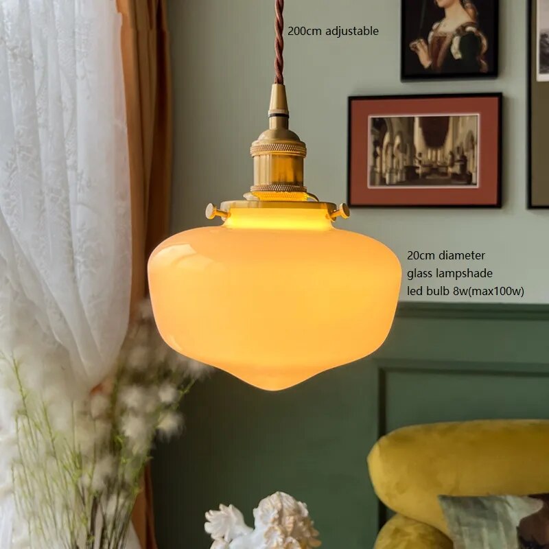 Suspension LED verre blanc.