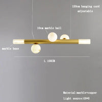 Lustre de bar long et luxueux en marbre véritable - Style post-moderne.