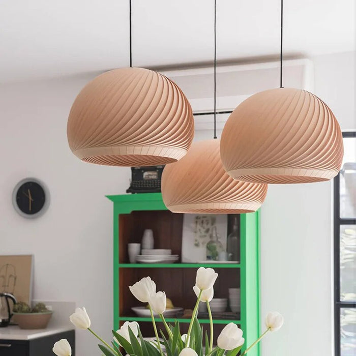 Suspension LED en bois naturel