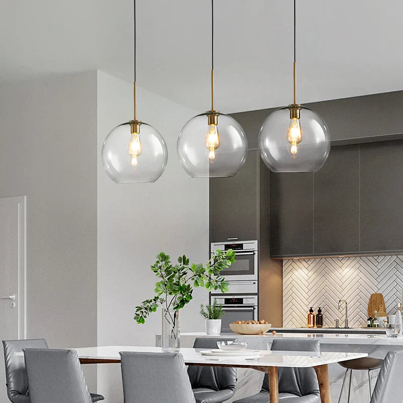 Lustre LED en verre industriel