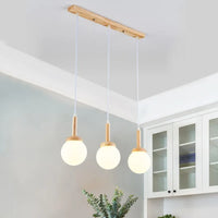 Suspension LED nordique en verre - Oiseau rond en bois