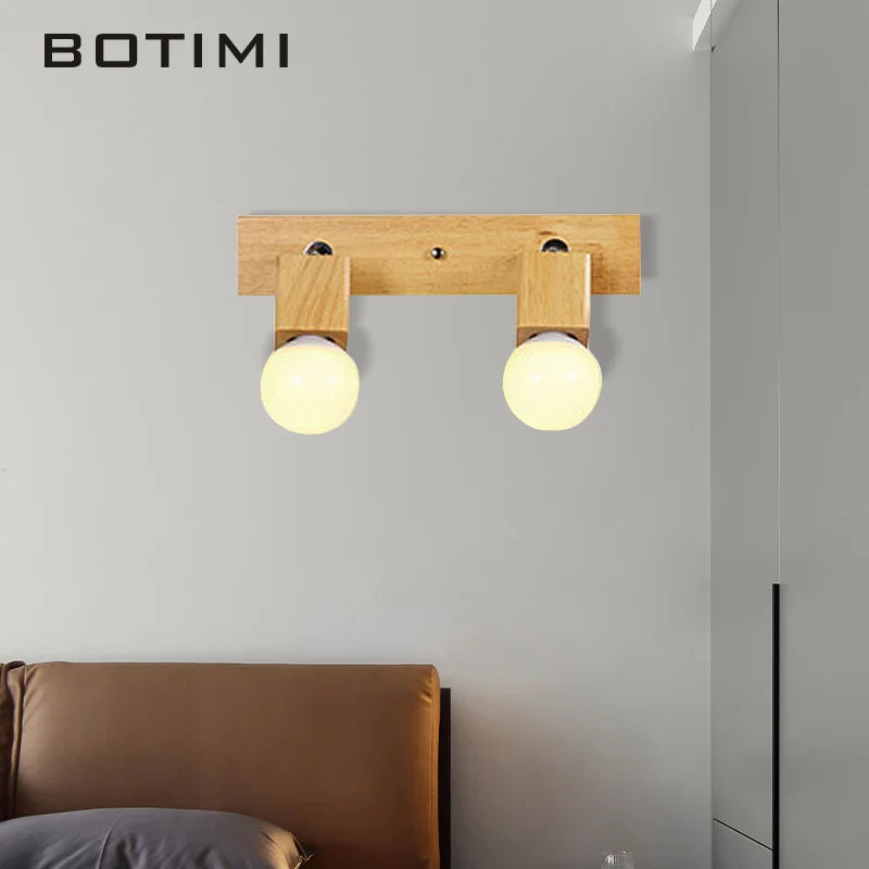 Applique murale en bois massif pour hôtel et miroir ajustable