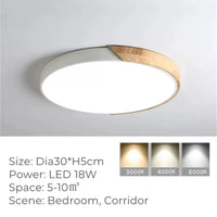 Plafonnier LED Rond Ultra-fin en Grain de Bois - Luxedéco