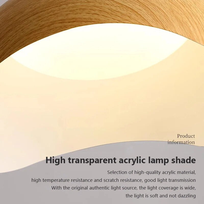 Lustre en fer grain bois nordique avec LED