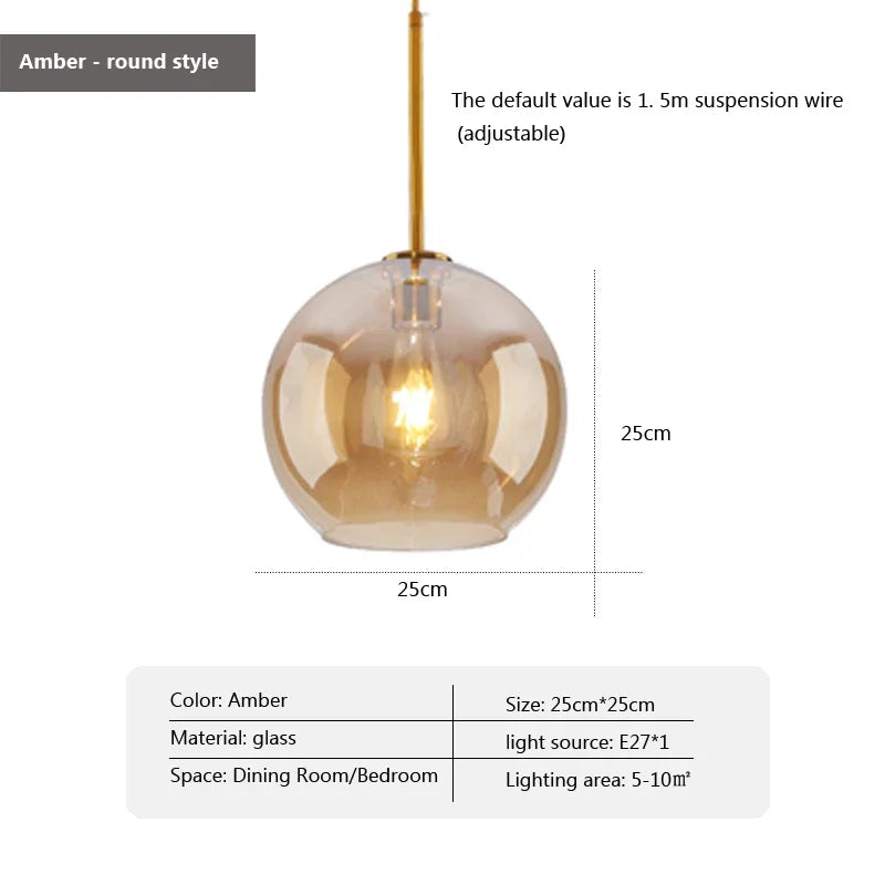 Suspension Design Nordique en Verre LED - Luminaire Décoratif d'Intérieur
