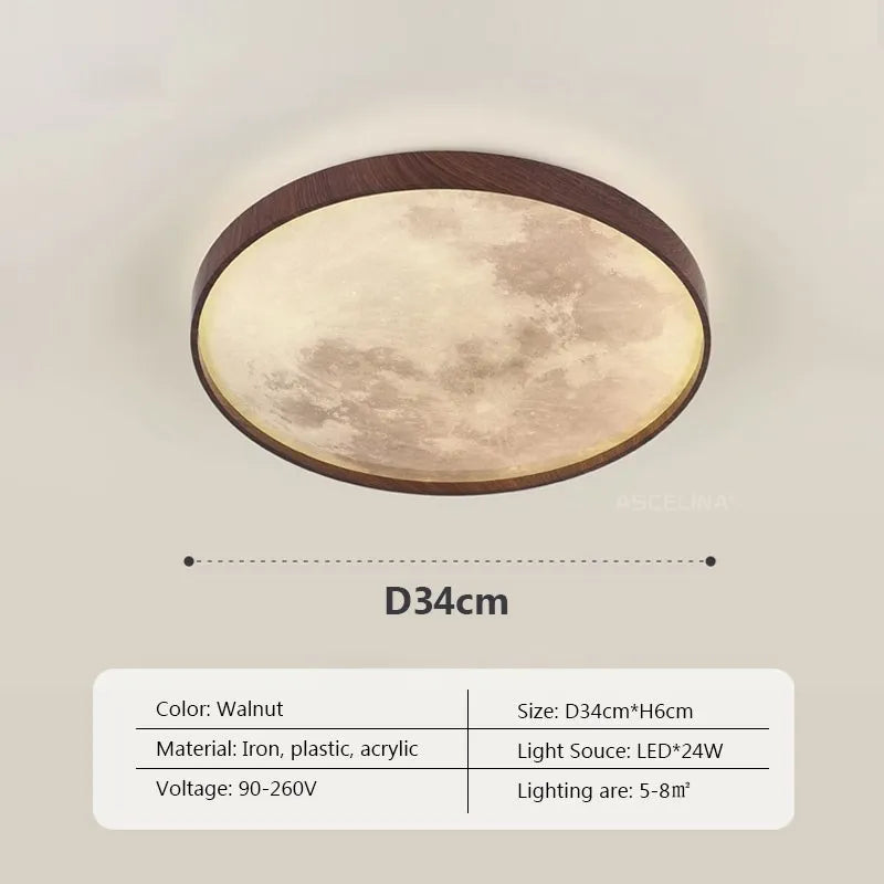 Plafonnier LED nordique Lunaire en bois