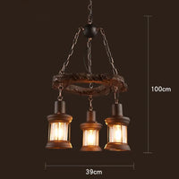 Lustre LED rétro industriel antique LOFT Bar Vintage Art bois E27