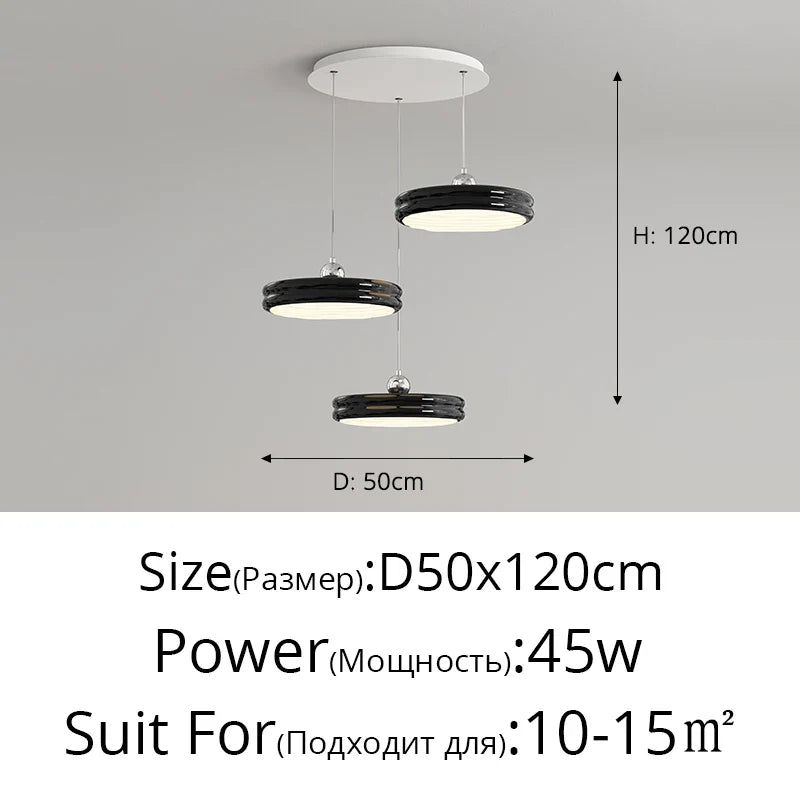 Suspension de luxe moderne dimmable avec abat-jour circulaire en fer - Collection Élégance contemporaine