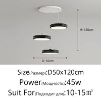 Suspension de luxe moderne dimmable avec abat-jour circulaire en fer - Collection Élégance contemporaine