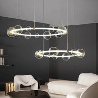 Lustre de luxe à bulles à LED en verre transparent créatif