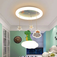 Lustre Créatives pour Chambre d'Enfants Dinosaure Rose et Vert - Fille et Garçon