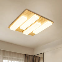Plafonnier LED Bois Véritable Moderne - 4/6/9 Têtes Luminaire Intérieur