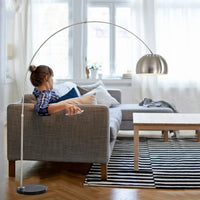 Lampadaire en marbre nordique pliant avec arc rotatif en argent