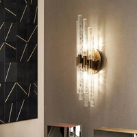 Applique murale LED moderne en cuivre et cristal ondulé - Une touche d'élégance contemporaine
