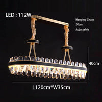 Lustre en cuir LED Cristal Luxueux Rond Suspendu Moderne - Élégance Brillante