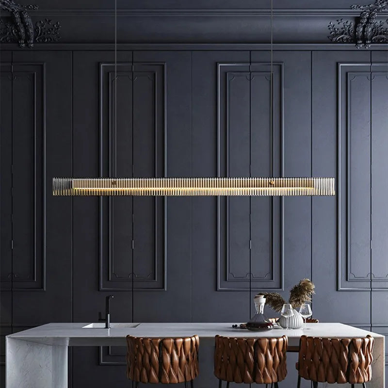 Lustre de luxe en acier inoxydable et cristal: Élégance Minimale