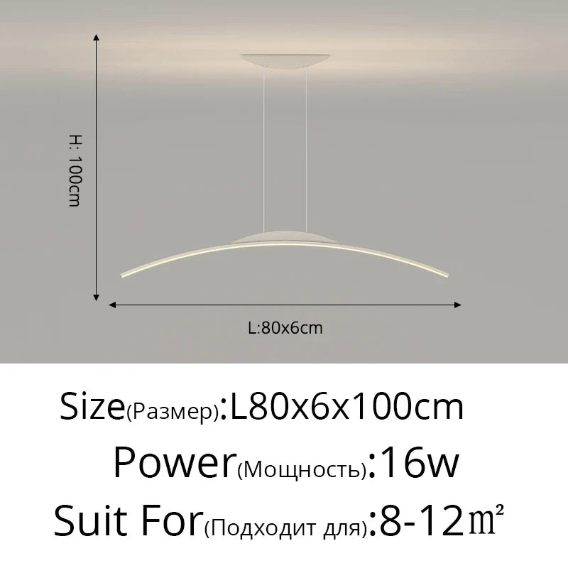 Lustre Long LED Minimaliste Éclat Moderne avec Hauteur Réglable