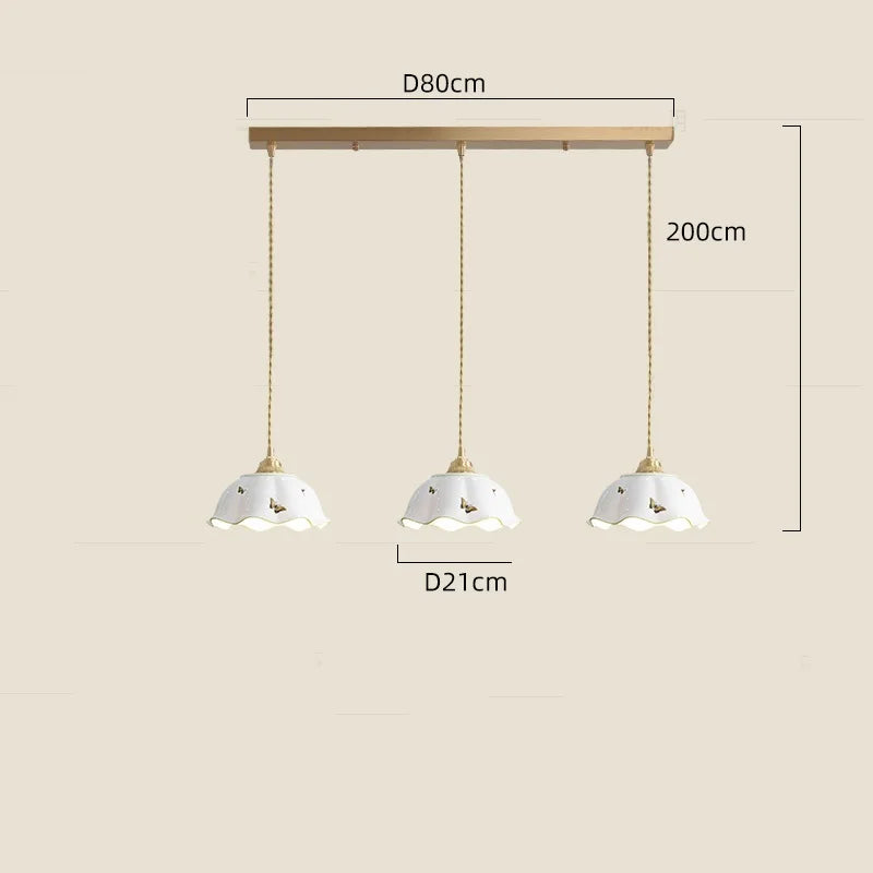 Suspension céramique fleur LED nordique moderne